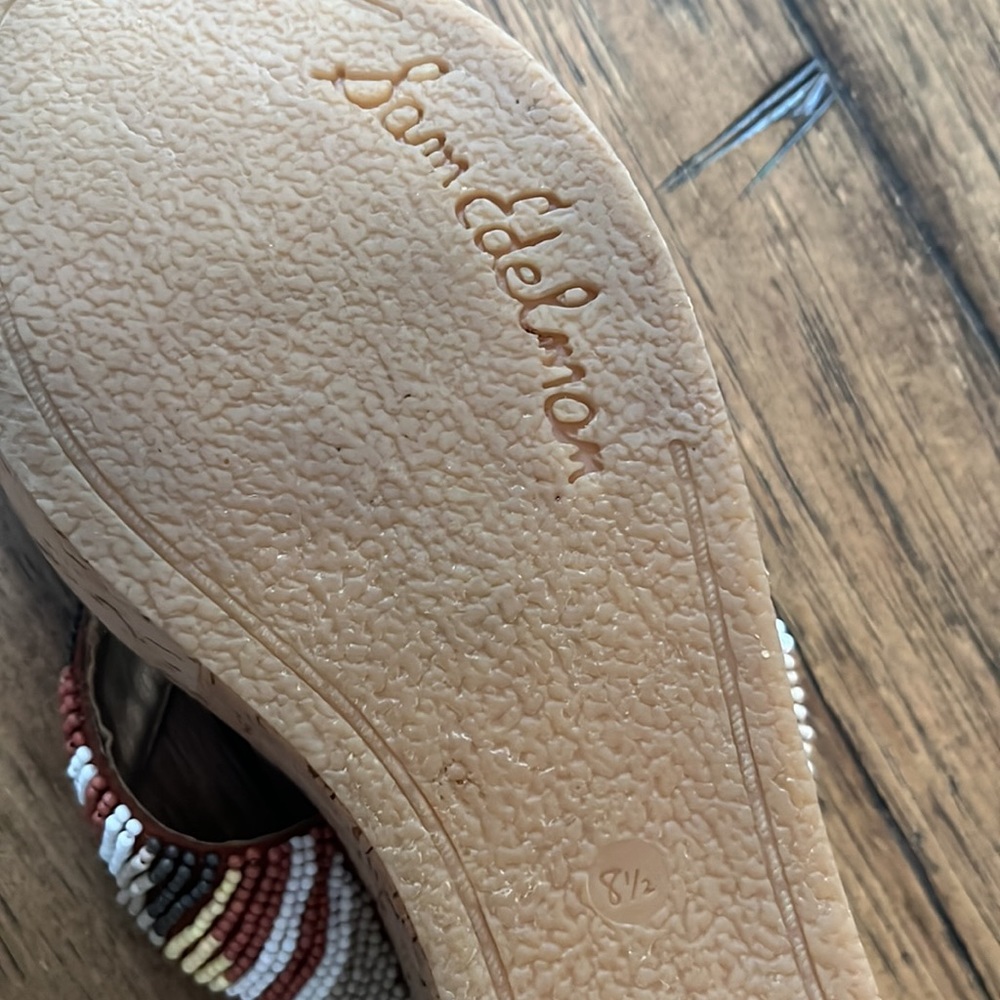 Beaded Sam Edelman Wedged Sandals - Picture 4 of 7